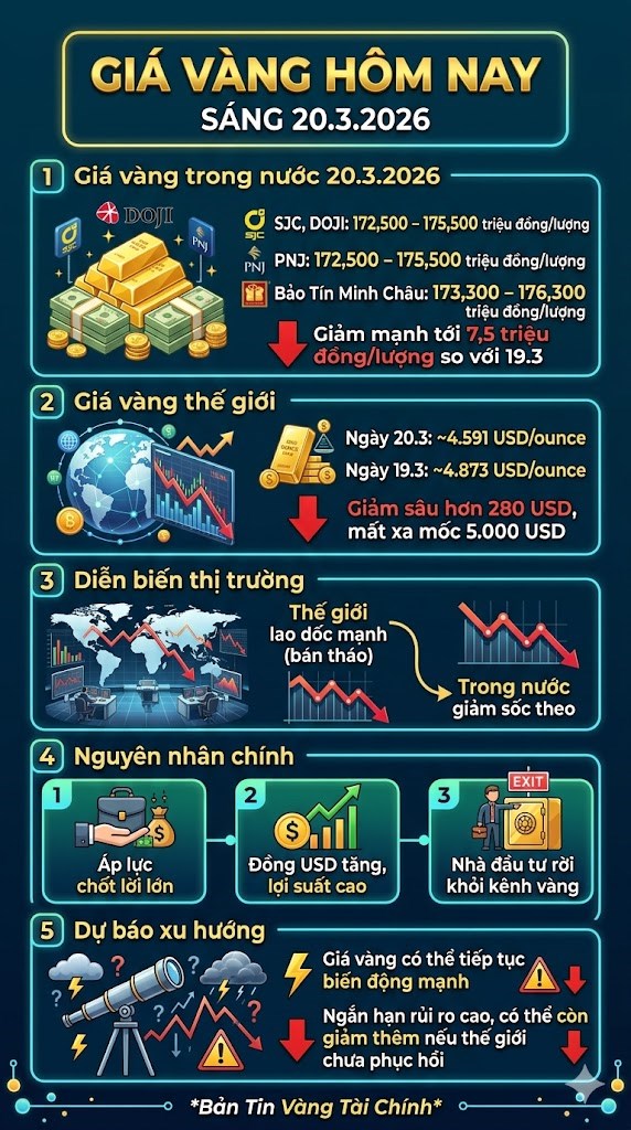Giá vàng hôm nay 20.3: Rơi tự do theo giá vàng thế giới, SJC mất mốc 180 triệu - ảnh 3