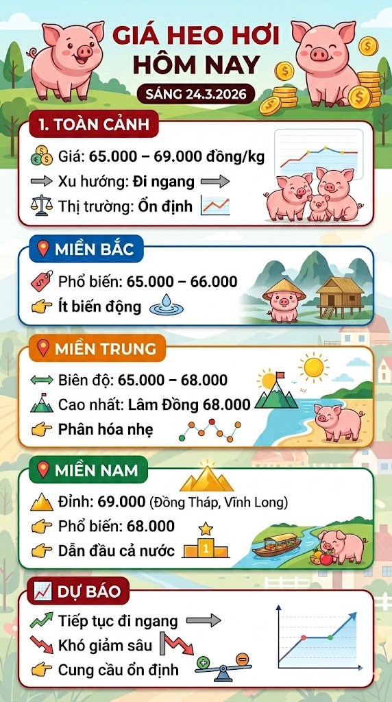 Giá heo hơi hôm nay 24.3: Neo cao tới 69.000 đồng/kg - ảnh 3