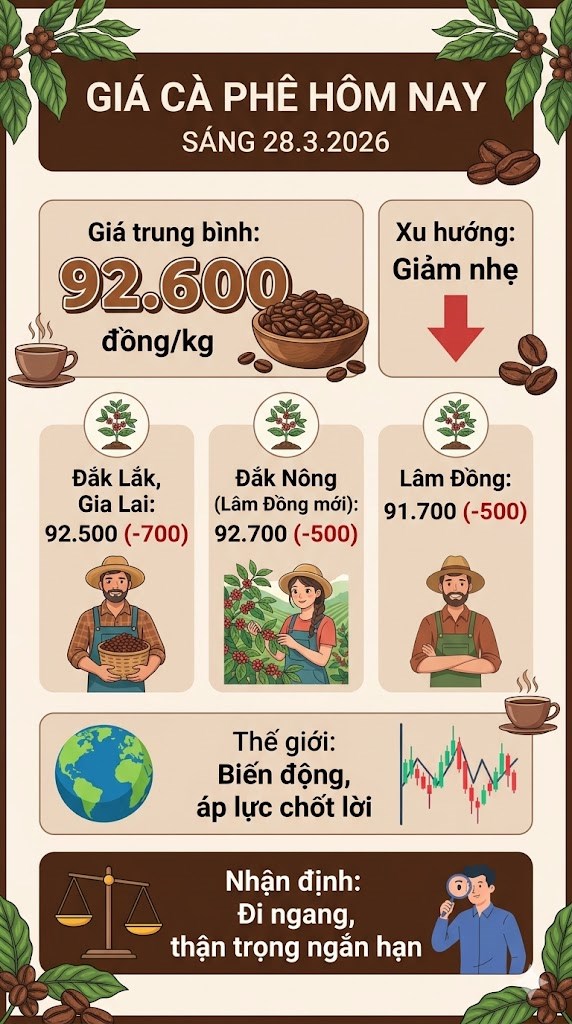 Giá cà phê hôm nay 28.3: Áp lực bán mạnh, giảm toàn vùng - ảnh 3