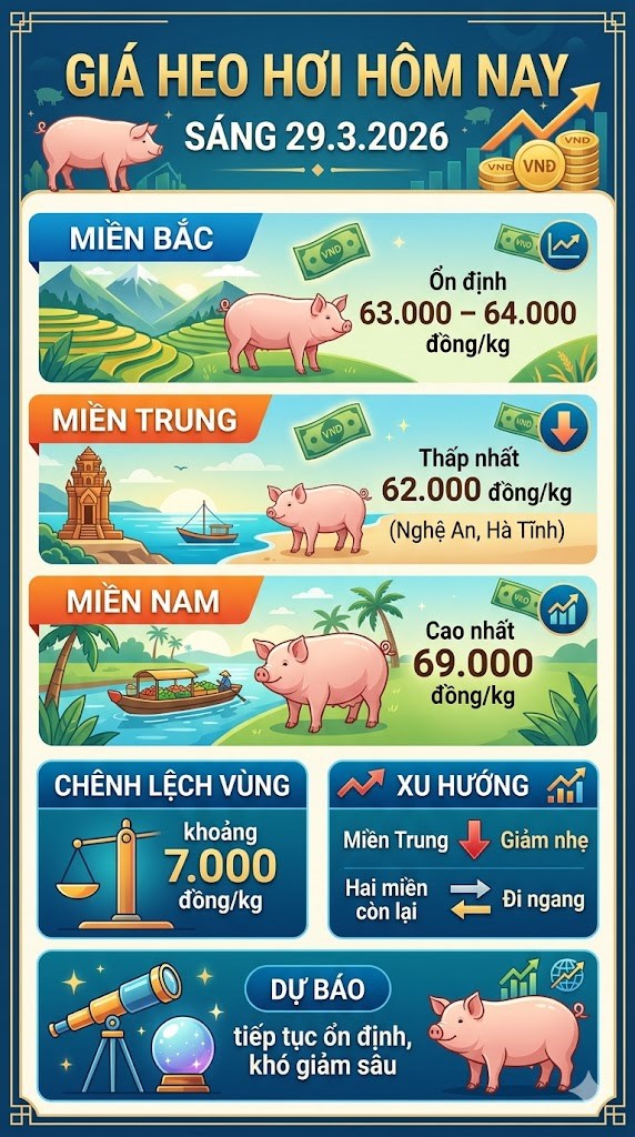 Giá heo hơi hôm nay 29.3: Áp lực giảm xuất hiện ở miền Trung - ảnh 3