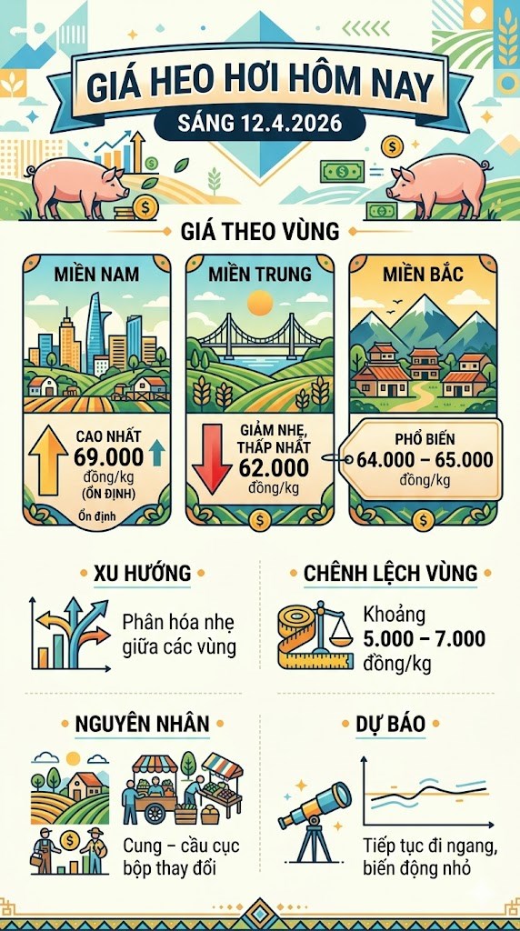 Giá heo hơi hôm nay 12.4: Thị trường phân hóa giữa ba miền - ảnh 3