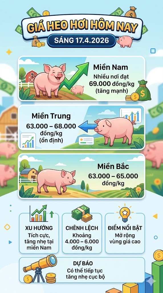 Giá heo hơi hôm nay 17.4: Miền Nam đồng loạt lên 69.000 đồng/kg - ảnh 3