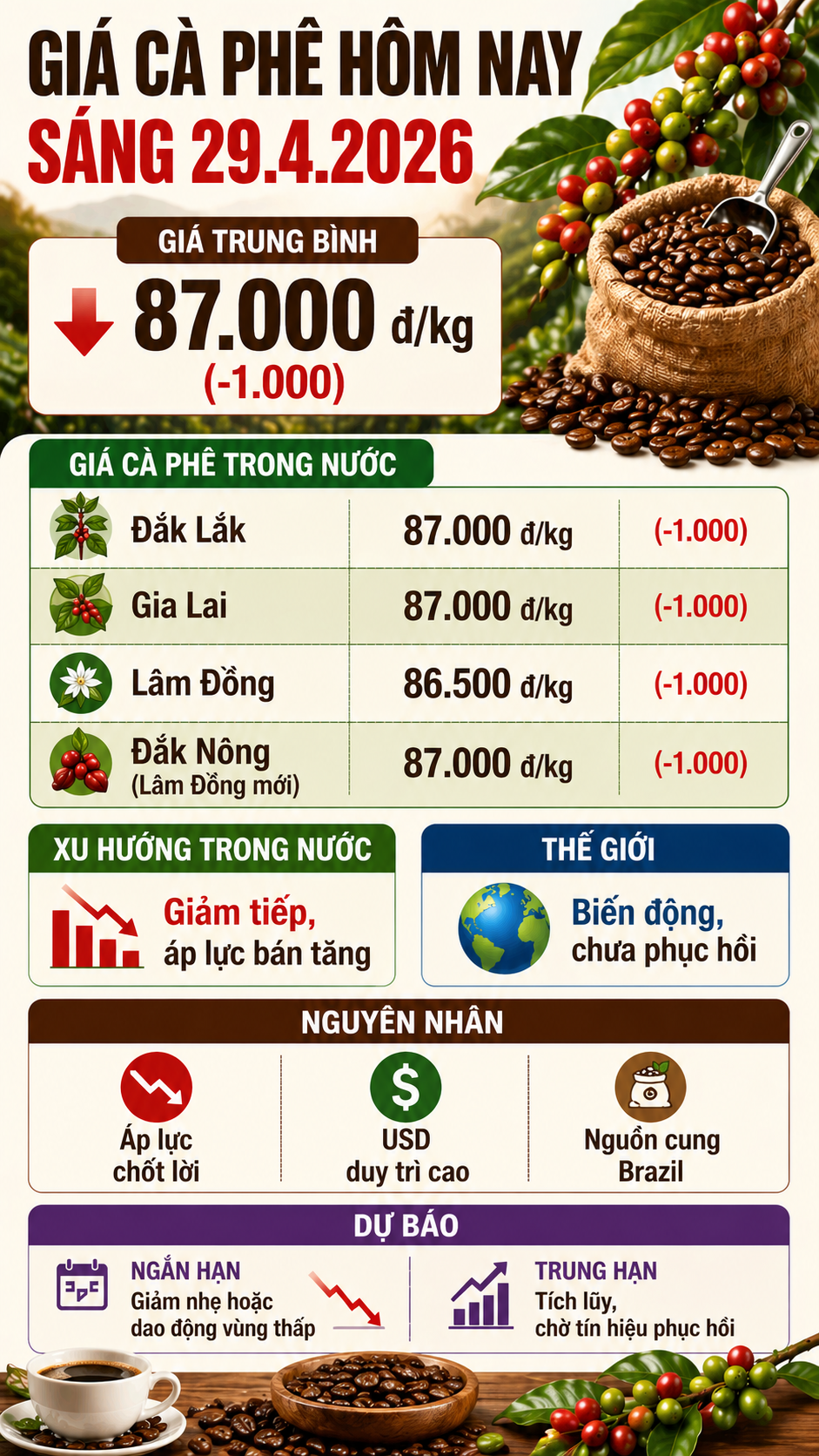 Giá cà phê hôm nay 29.4: Tiếp tục lao dốc, mất thêm 1.000 đồng/kg - ảnh 3