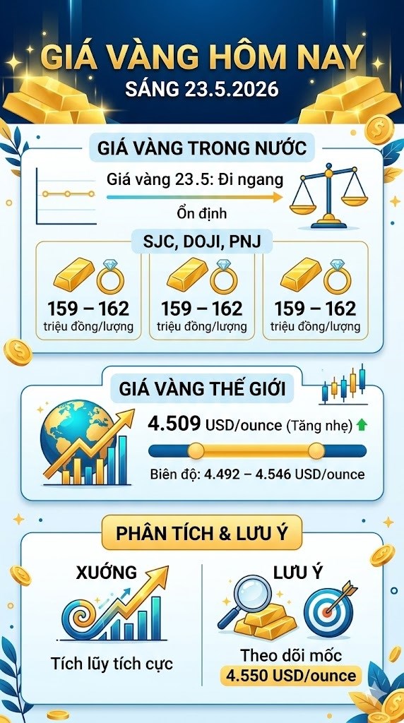 Giá vàng hôm nay 23.5: Vàng trong nước đứng yên, thế giới tăng nhẹ - ảnh 3