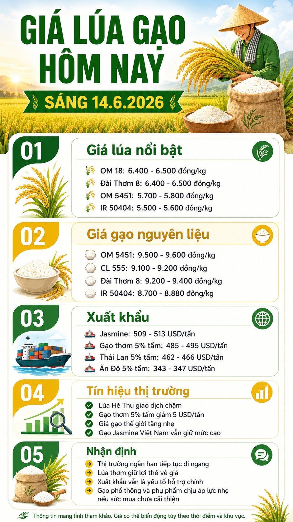 Giá lúa gạo hôm nay 14.6: Gạo thơm xuất khẩu giảm nhẹ, lúa trong nước đi ngang - ảnh 3