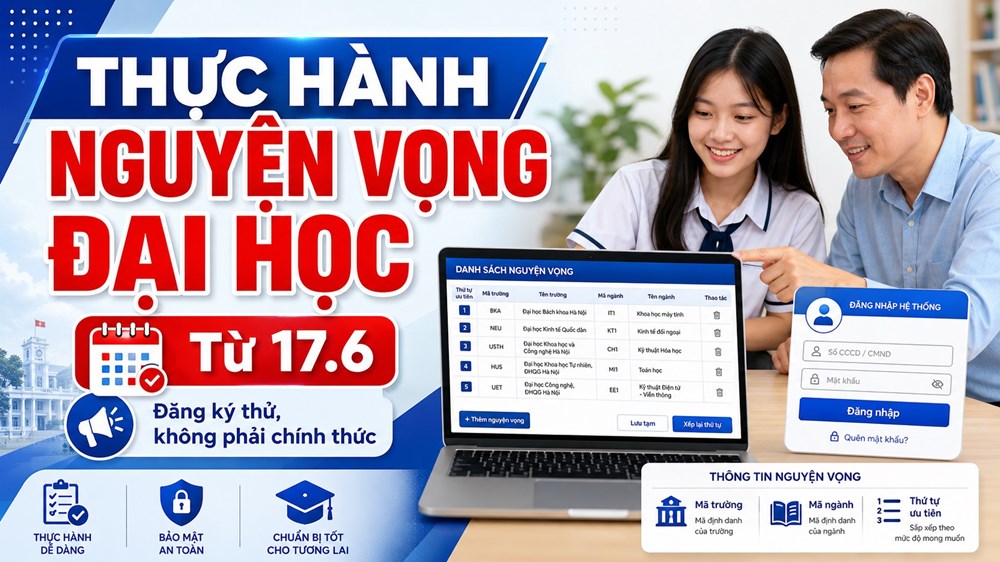 Từ 17.6, thí sinh thực hành đăng ký nguyện vọng đại học 2026 - ảnh 1