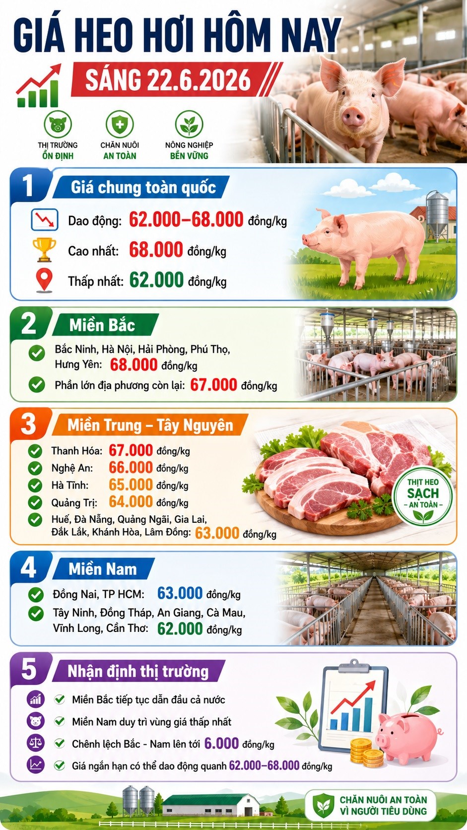 Giá heo hơi hôm nay 22.6: Nguồn cung còn gây áp lực lên giá bán - ảnh 3