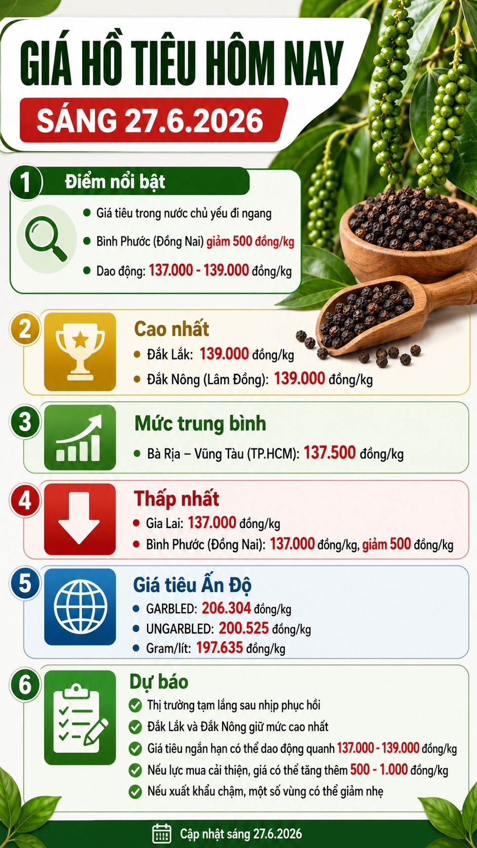 Giá hồ tiêu hôm nay 27.6: Thị trường đi ngang sau các phiên tăng - ảnh 3