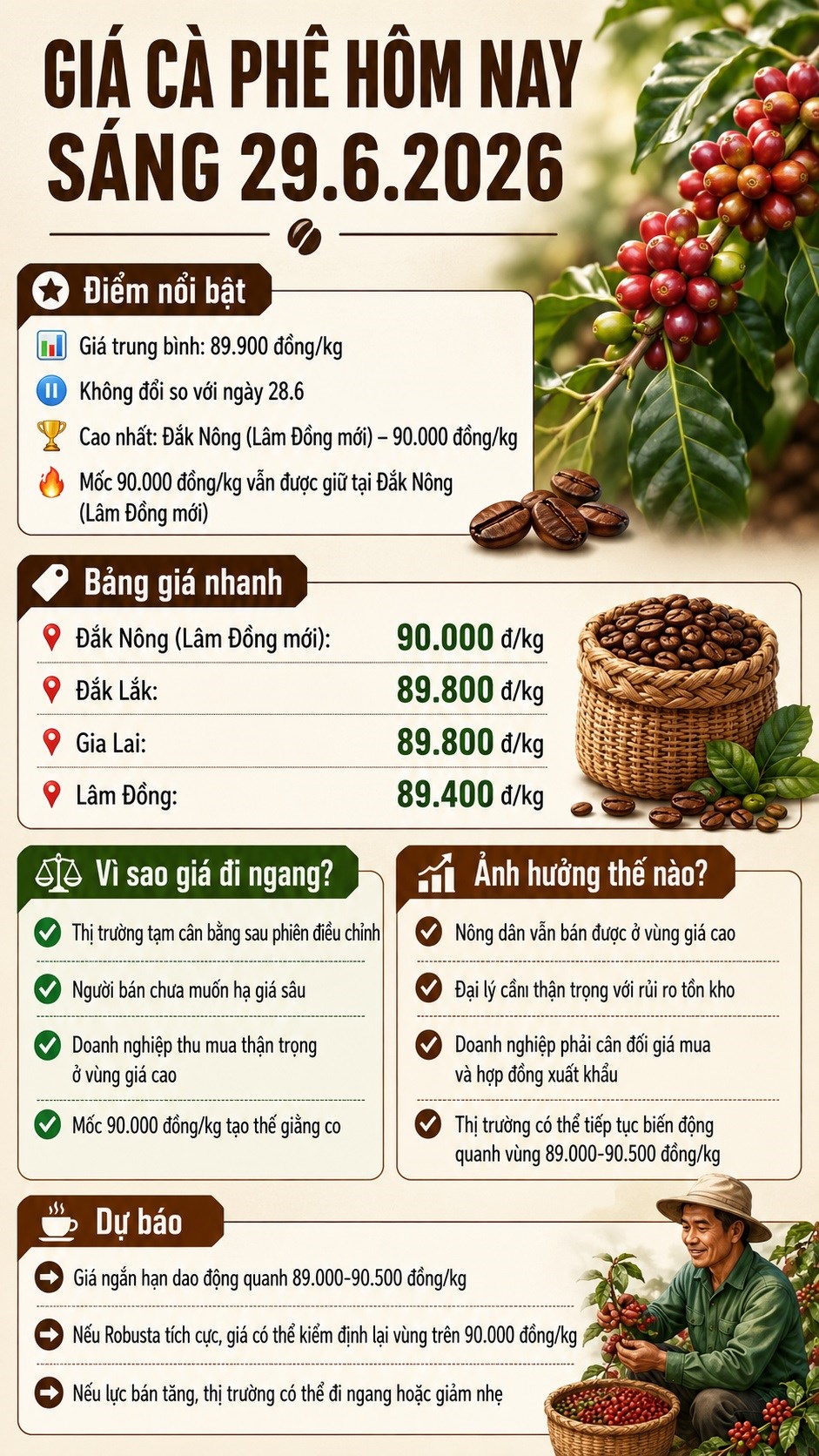 Giá cà phê hôm nay 29.6: Không đổi, thị trường vẫn neo vùng cao - ảnh 3