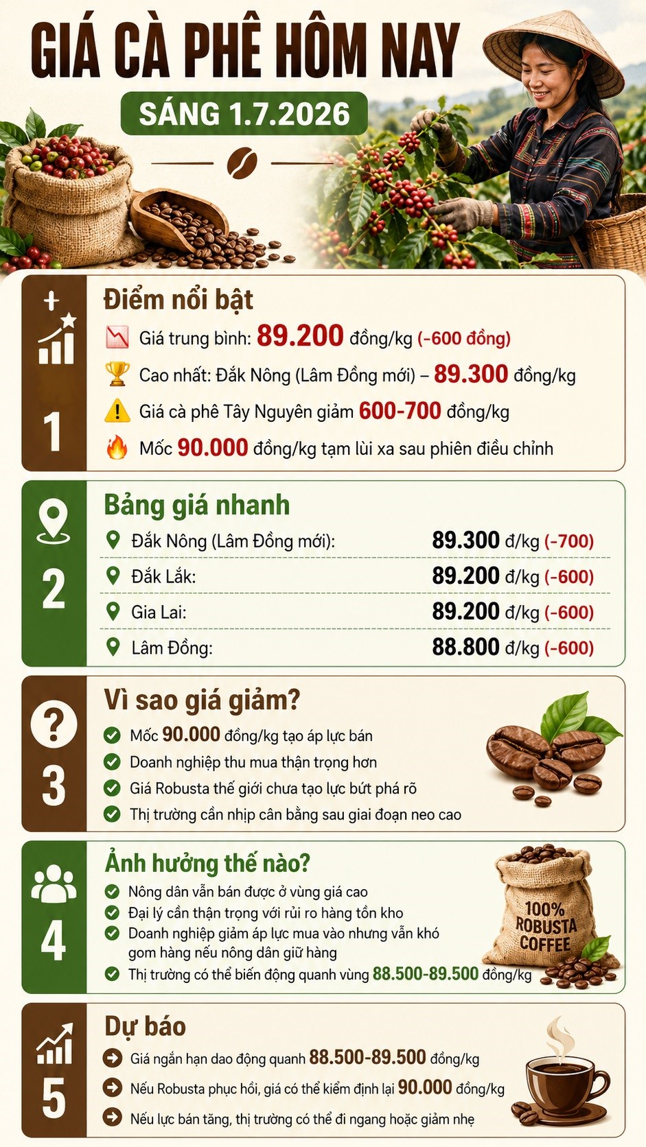 Giá cà phê hôm nay 1.7: Giảm 600 đồng/kg, Tây Nguyên hạ nhiệt - ảnh 3
