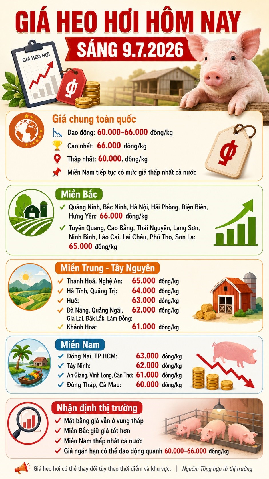 Giá heo hơi ngày 9.7: Miền Nam tiếp tục là vùng giá thấp nhất - ảnh 3