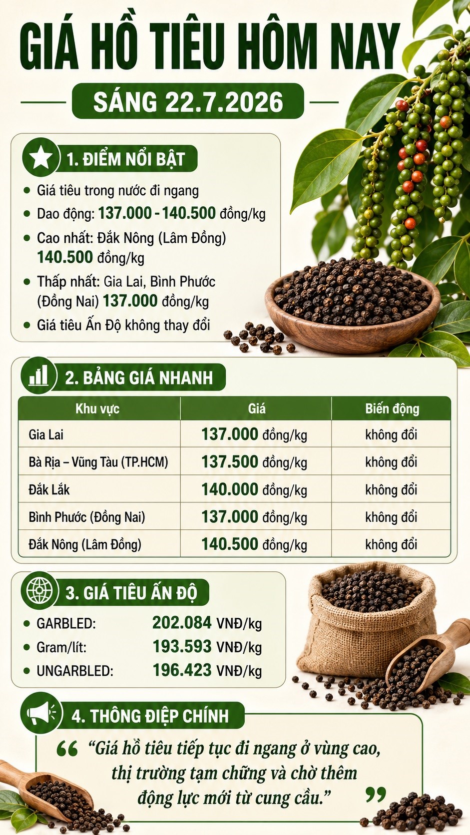 Giá hồ tiêu hôm nay 22.7: Đi ngang, cao nhất 140.500 đồng/kg - ảnh 3