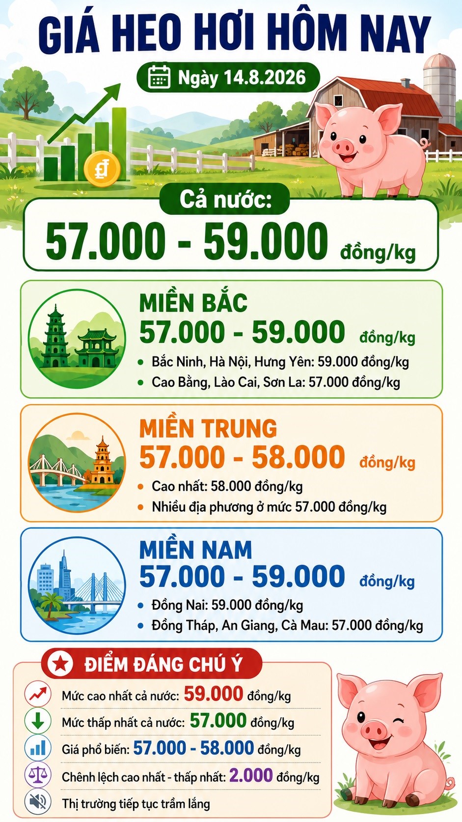 Giá heo hơi hôm nay 14.8.2026: Mức 59.000 đồng/kg ngày càng hiếm - ảnh 3