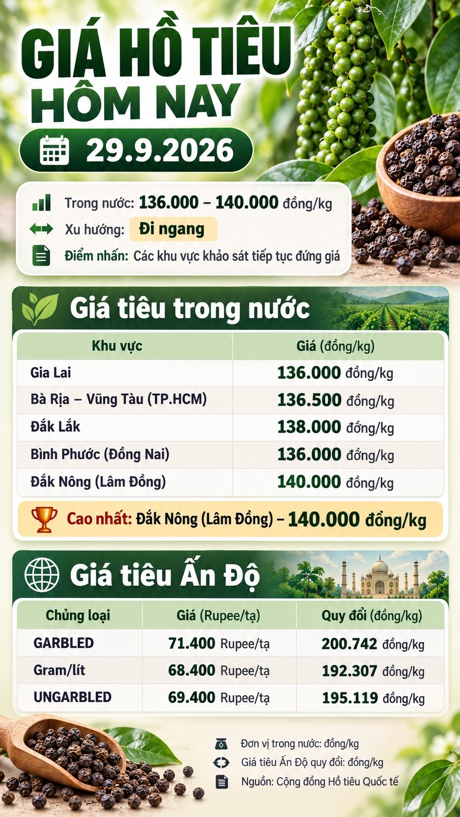 Giá hồ tiêu hôm nay 29.9: Tây Nguyên và Đông Nam Bộ chưa có biến động mới - ảnh 3