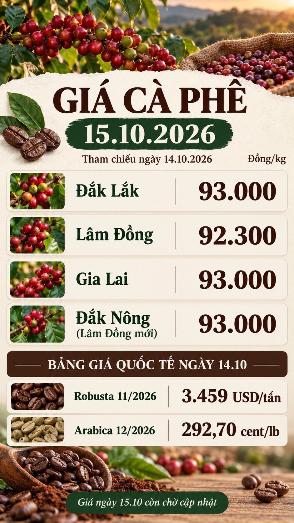 Giá cà phê hôm nay 15.10.2026: Chờ tín hiệu từ sàn London - ảnh 3