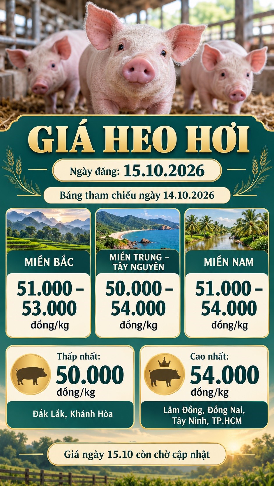 Giá heo hơi hôm nay 15.10.2026: Áp lực sau đợt giảm trên cả ba miền - ảnh 3