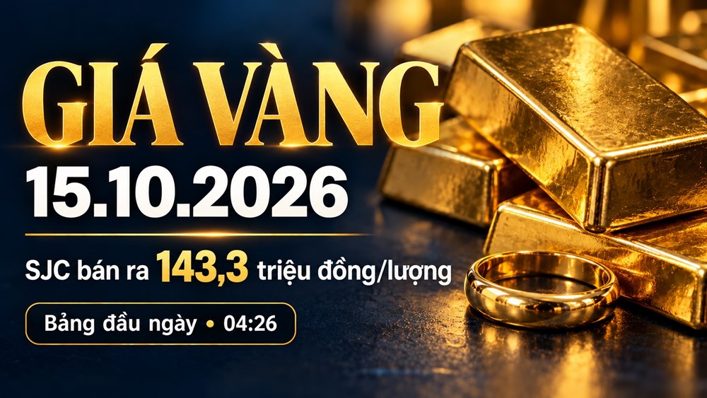 Giá vàng hôm nay 15.10.2026: SJC bán ra 143,3 triệu đồng/lượng - ảnh 1
