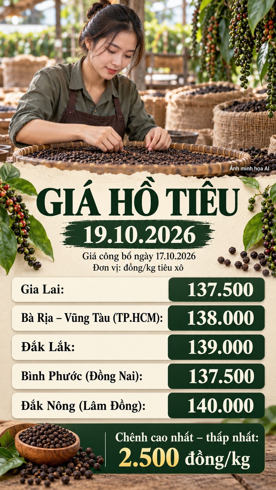 Giá hồ tiêu hôm nay 19.10.2026: Nguồn cung quốc tế tác động ra sao? - ảnh 3