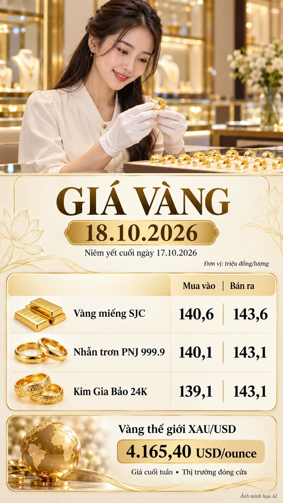 Giá vàng hôm nay 18.10.2026: Cập nhật vàng miếng, vàng nhẫn cuối tuần - ảnh 3
