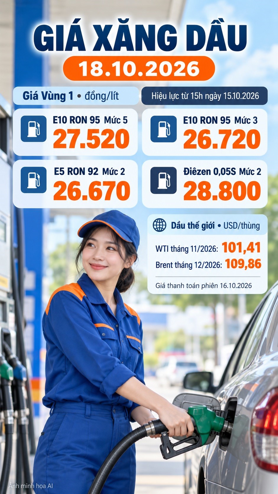Giá xăng dầu hôm nay 18.10.2026: Brent khép phiên gần 110 USD - ảnh 3