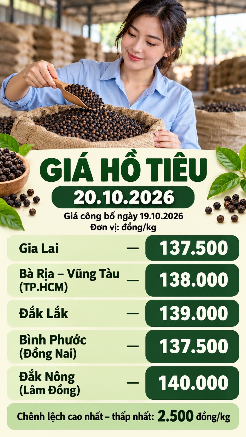 Giá hồ tiêu hôm nay 20.10.2026: Chờ sức mua mới ở vùng 140.000 đồng/kg - ảnh 3