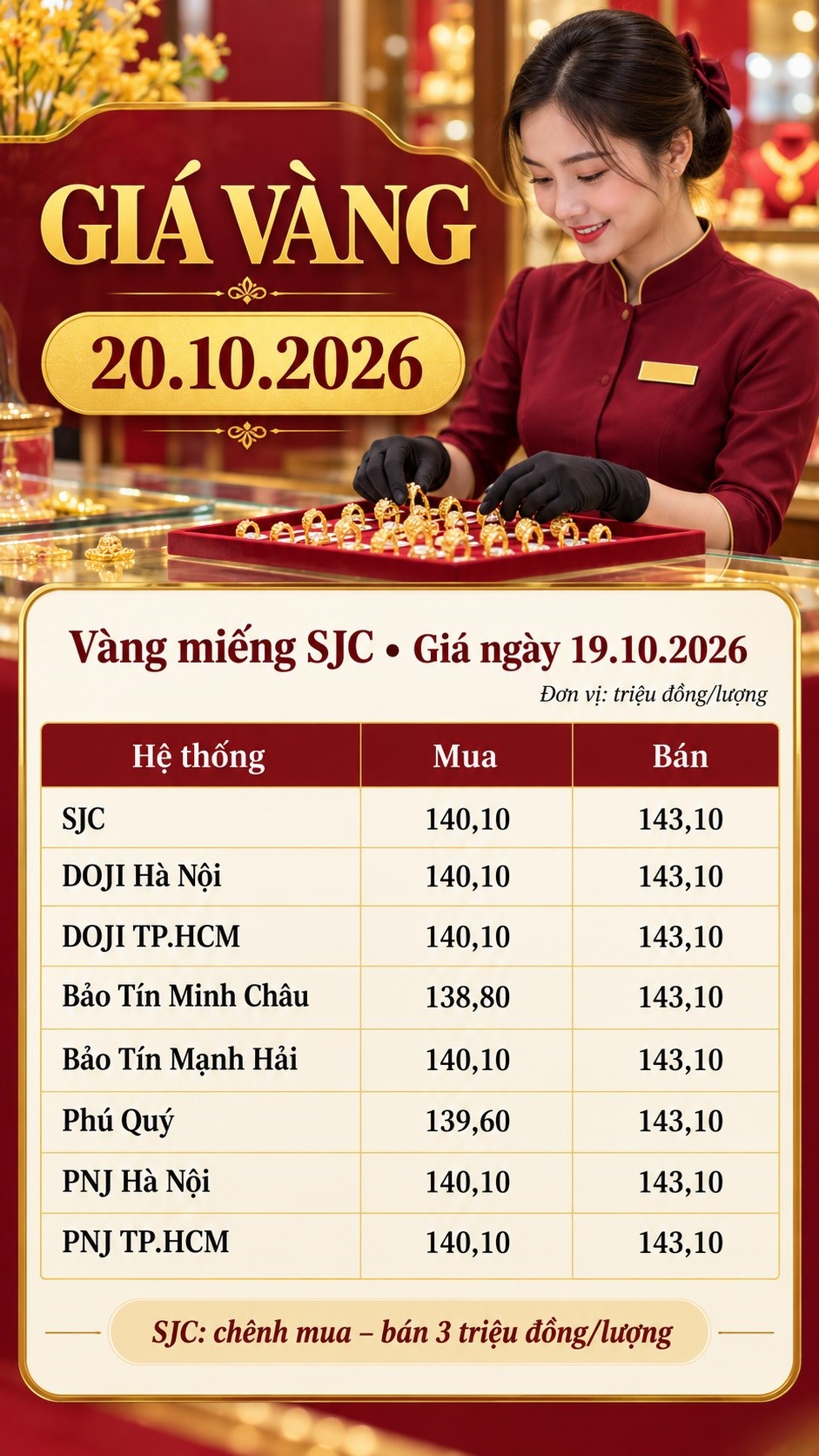 Giá vàng hôm nay 20.10.2026: Vàng thế giới giảm, SJC chờ phiên mới - ảnh 3