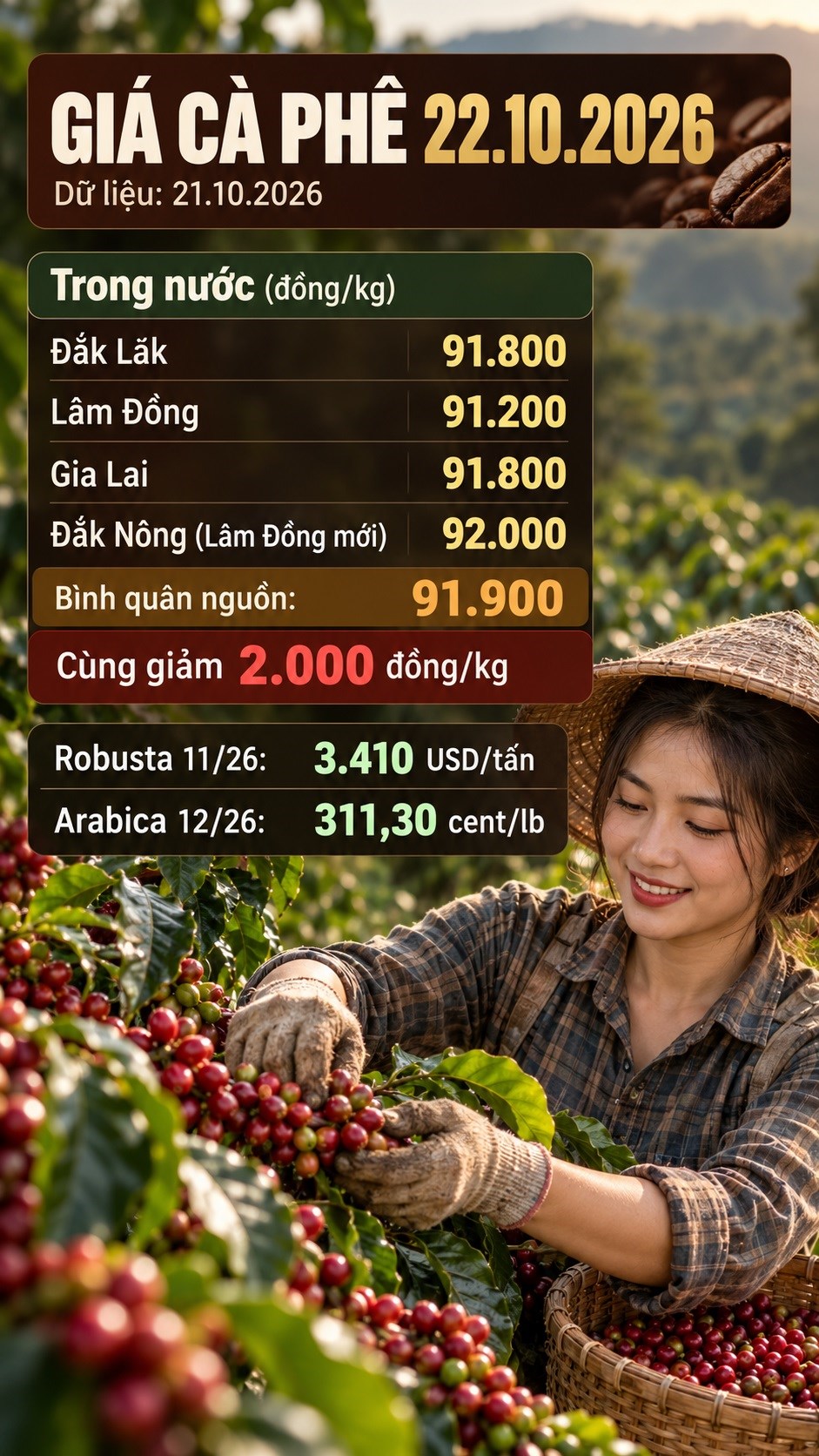 Giá cà phê hôm nay 22.10.2026: Áp lực từ hai sàn kỳ hạn - ảnh 3