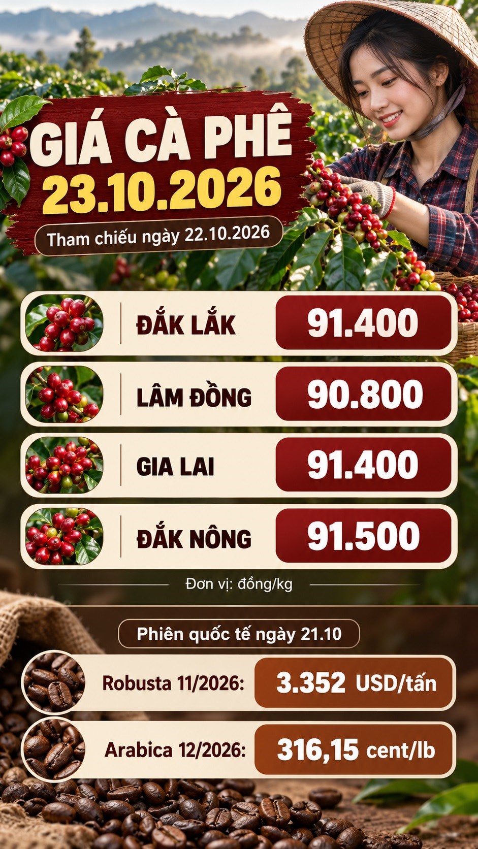 Giá cà phê hôm nay 23.10.2026: Robusta và Arabica trái chiều - ảnh 3