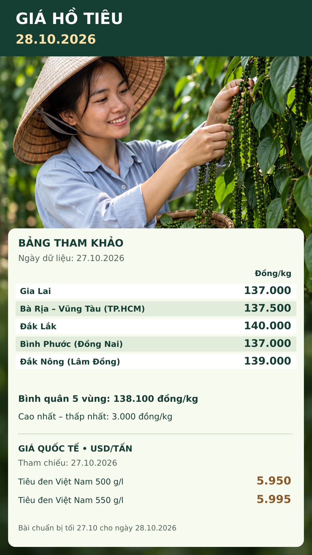 Giá hồ tiêu hôm nay 28.10.2026 và triển vọng phiên giao dịch mới - ảnh 3
