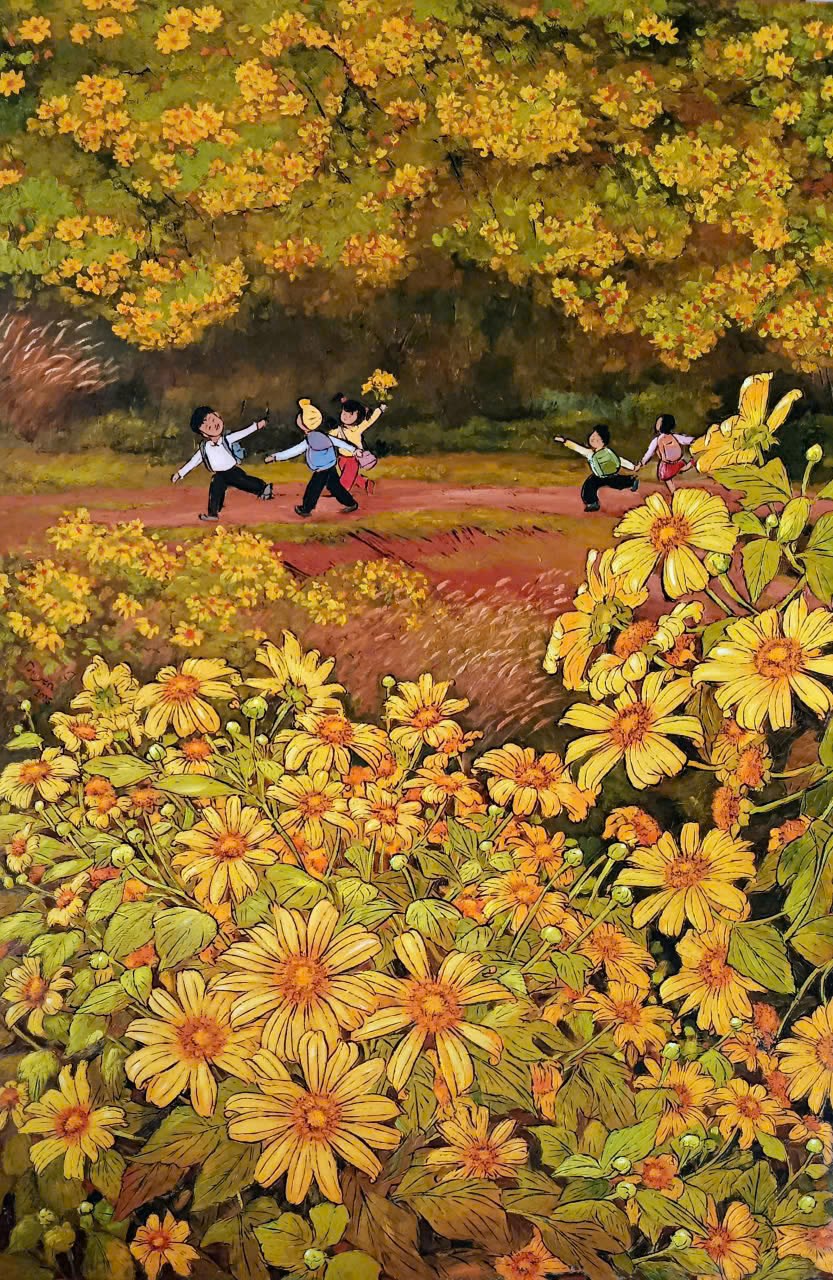 'Hoa xuống phố': Triển lãm của nhóm họa sĩ cao nguyên đất đỏ Tây Nguyên - ảnh 3