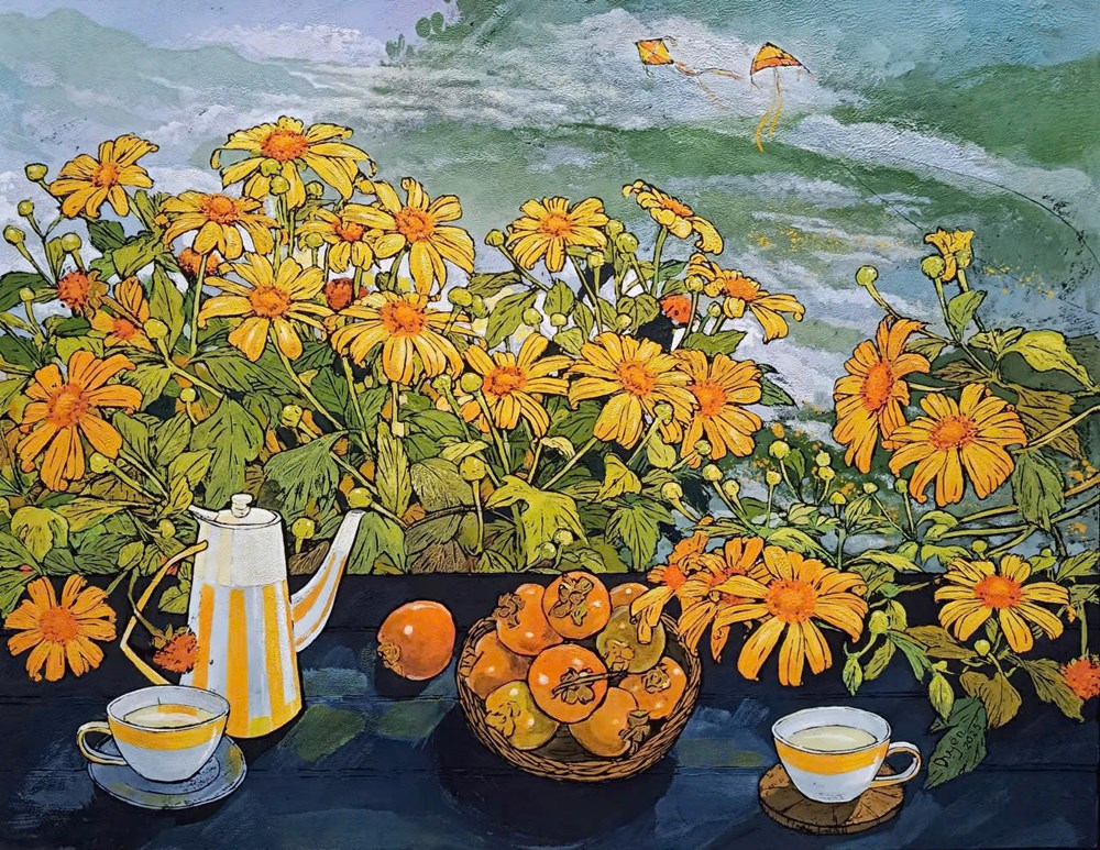 'Hoa xuống phố': Triển lãm của nhóm họa sĩ cao nguyên đất đỏ Tây Nguyên - ảnh 4