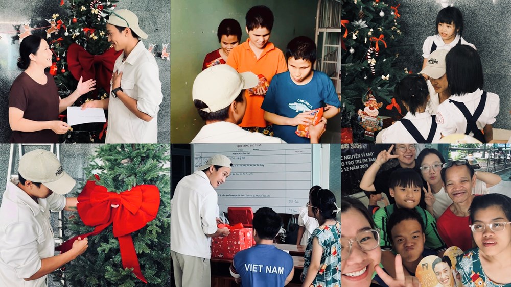 Lâm Thanh Nhã - phim 'Mưa đỏ' cùng nhóm FC tổ chức Giáng sinh cho trẻ em Tam Bình - ảnh 2
