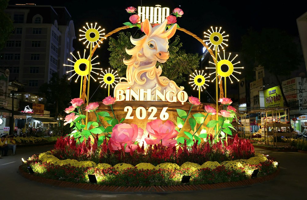 Đường hoa nghệ thuật TP. Cần Thơ phục vụ người dân đến Mùng 5 Tết - ảnh 11