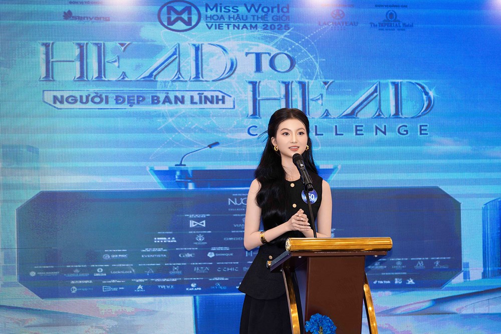 Top 48 Miss World Vietnam 2025 trổ tài tranh biện, lộ diện 15 gương mặt nổi bật - ảnh 4