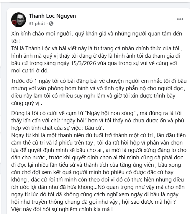 NSƯT Thành Lộc xin lỗi sau bài đăng gây tranh cãi - ảnh 2