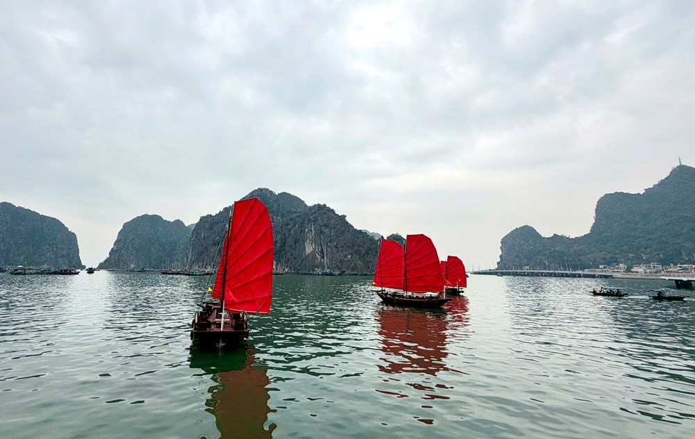 “Cánh buồm đỏ thắm” trên vịnh Hạ Long “gây sốt” - ảnh 4