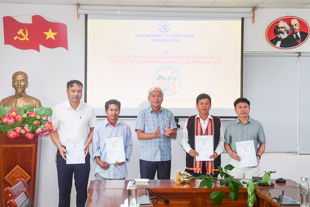Trao Giấy chứng nhận quyền sử dụng chỉ dẫn địa lý “Ngọc Linh” cho các tổ chức, cá nhân tại Tu Mơ Rông và Đăk Glei - ảnh 1
