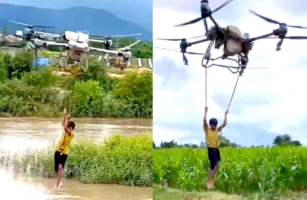 Người dân dùng drone cứu 2 em nhỏ giữa dòng nước xiết được tặng Bằng khen - ảnh 2