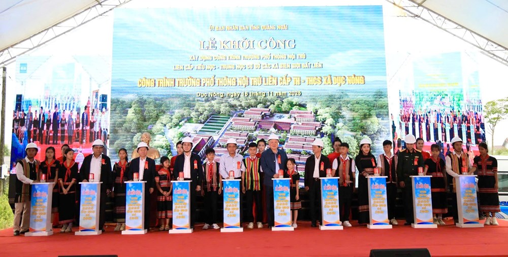 Khởi công xây dựng các trường Phổ thông Nội trú liên cấp tại 4 xã biên giới tỉnh Quảng Ngãi - ảnh 1