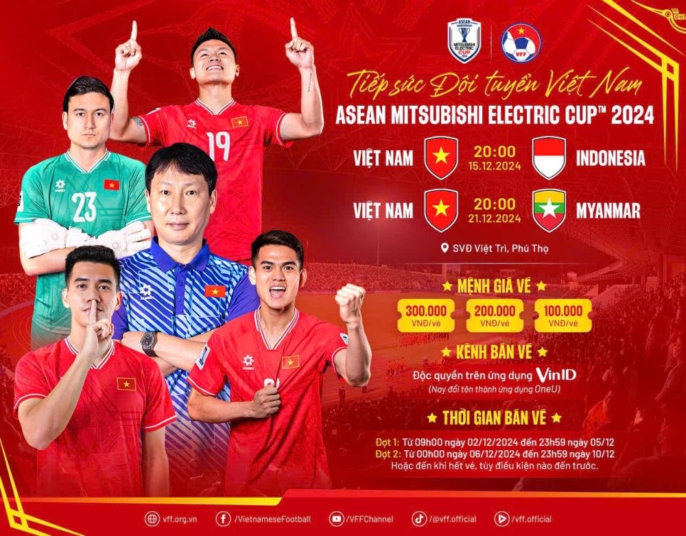 VFF thông báo bán vé các trận sân nhà của tuyển Việt Nam tại vòng bảng ASEAN Cup 2024 - ảnh 1