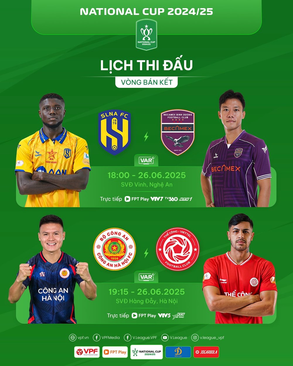 Lịch thi đấu bán kết Cúp Quốc gia 2024/25 - ảnh 1