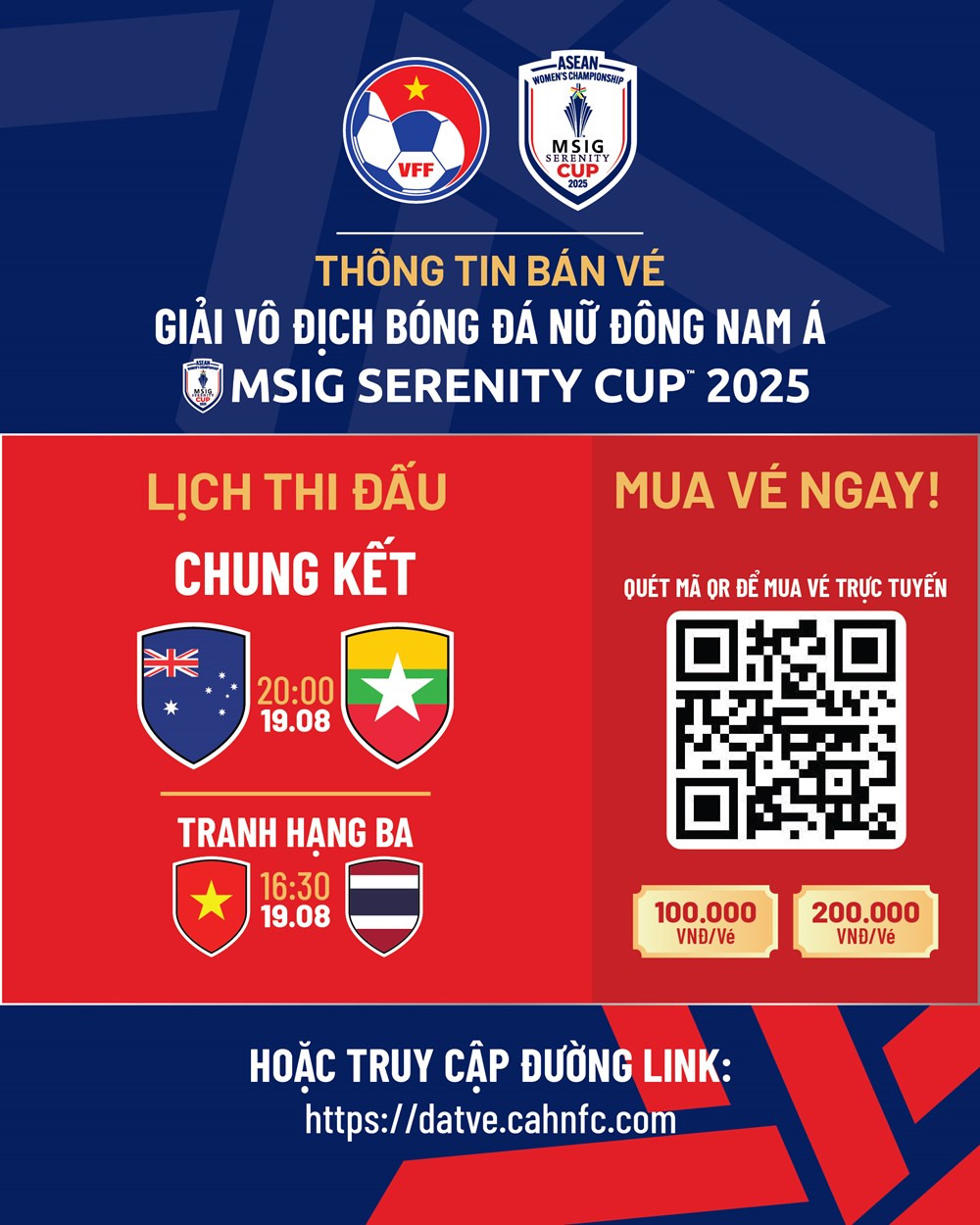 VFF thông báo bán vé trận tranh HCĐ và chung kết Giải bóng đá nữ Đông Nam Á 2025 - ảnh 1