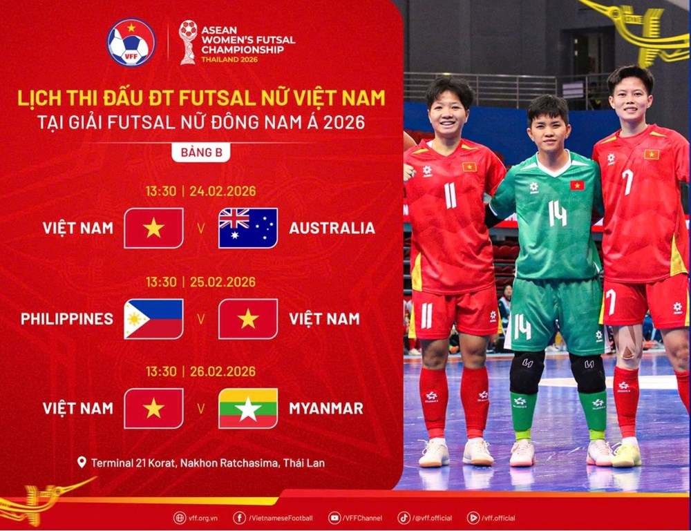 Lịch thi đấu của tuyển Futsal nữ Việt Nam tại vòng bảng giải Đông Nam Á 2026 - ảnh 2