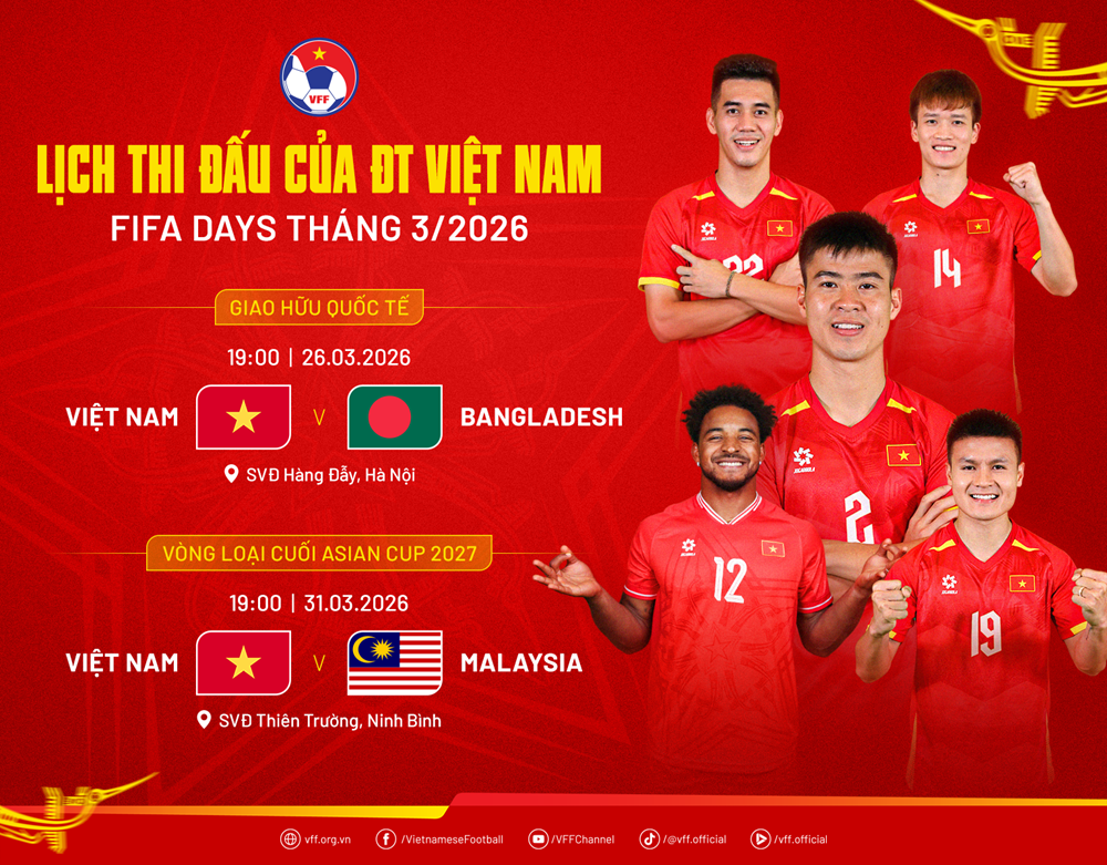 Lịch thi đấu của đội tuyển Việt Nam dịp FIFA Days tháng 3.2026 - ảnh 3