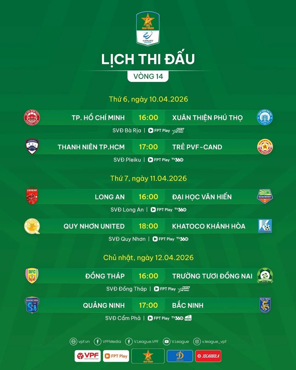 Lịch thi đấu vòng 14 Giải hạng Nhất Quốc gia 2025/26 - ảnh 4