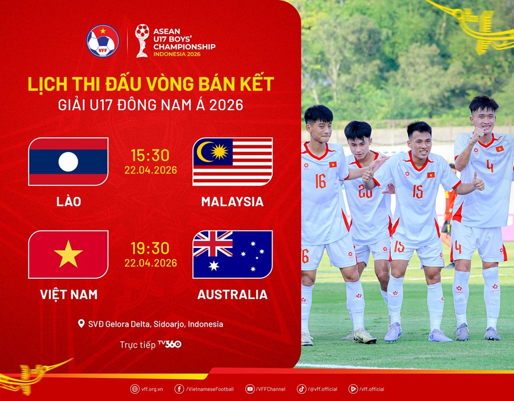 Lịch thi đấu bán kết Giải U17 Đông Nam Á 2026: U17 Việt Nam quyết đấu nhà vô địch - ảnh 3