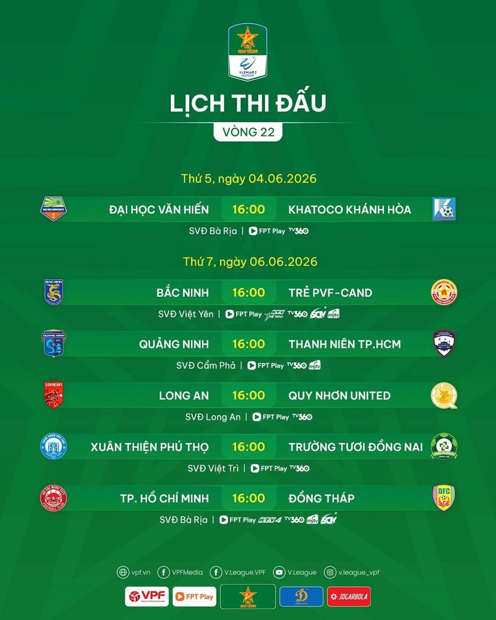 Lịch thi đấu vòng 22 Giải hạng Nhất Quốc gia 2025/26 - ảnh 3