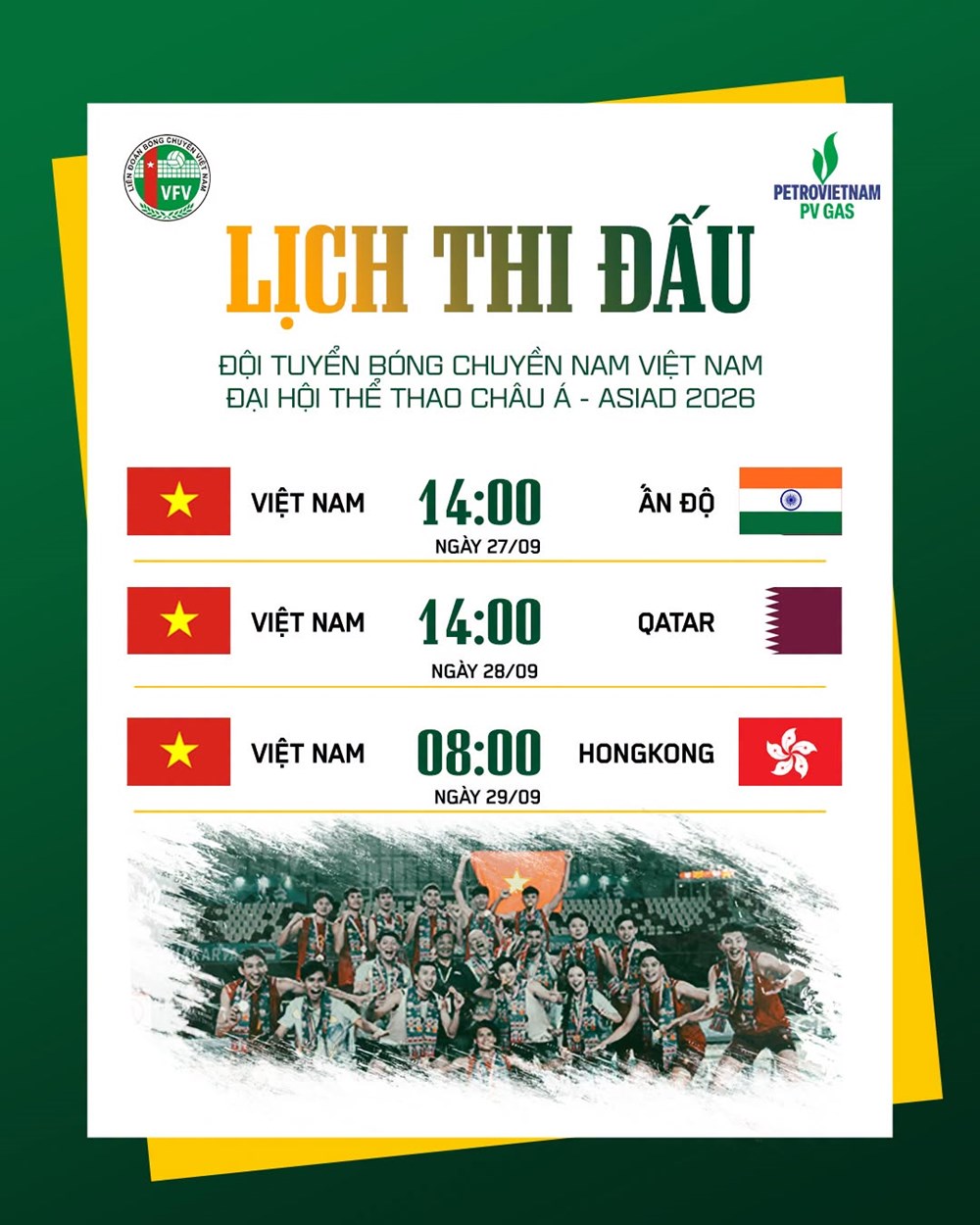 Lịch thi đấu của tuyển bóng chuyền nam Việt Nam tại ASIAD 2026 - ảnh 2