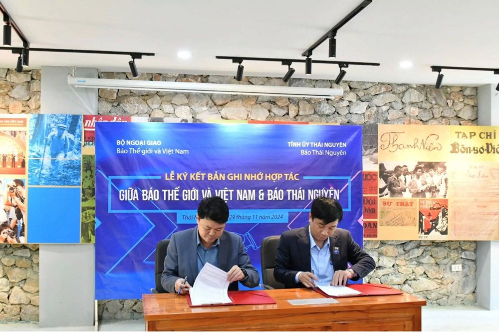 Báo Thế giới và Việt Nam ký thỏa thuận hợp tác với Báo Thái Nguyên - ảnh 1
