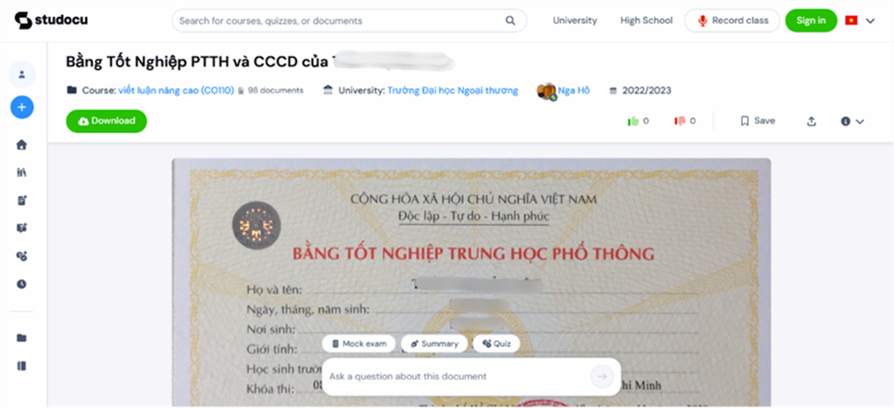 Nguy cơ lộ dữ liệu cá nhân từ các nền tảng chia sẻ tài liệu học tập - ảnh 1